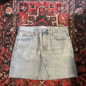 Everlane Vintage Light Blue Denim Skirt Frayed Hem Womens Size 30